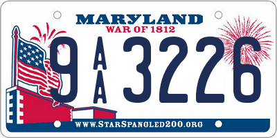 MD license plate 9AA3226