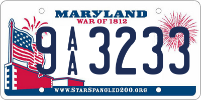 MD license plate 9AA3233