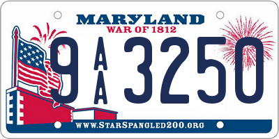 MD license plate 9AA3250