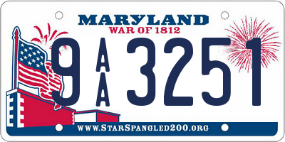 MD license plate 9AA3251