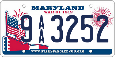 MD license plate 9AA3252