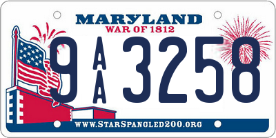 MD license plate 9AA3258