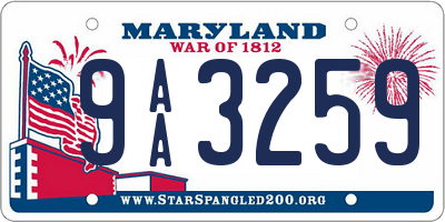 MD license plate 9AA3259