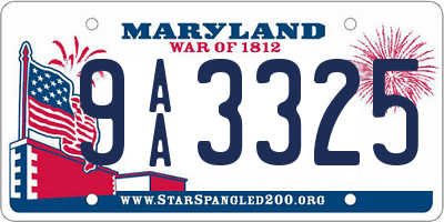 MD license plate 9AA3325
