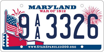 MD license plate 9AA3326