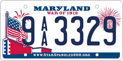 MD license plate 9AA3329