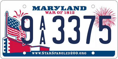 MD license plate 9AA3375