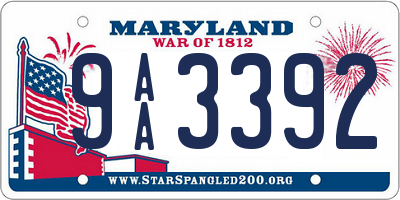MD license plate 9AA3392