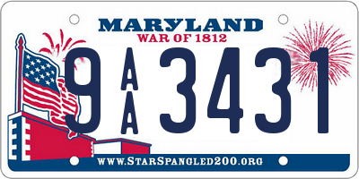 MD license plate 9AA3431
