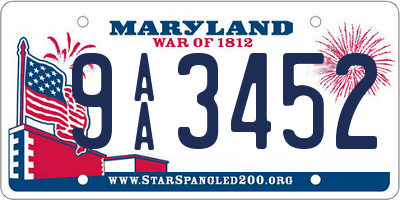 MD license plate 9AA3452