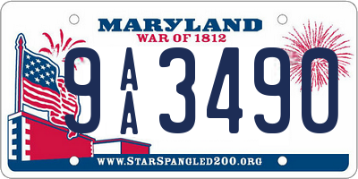 MD license plate 9AA3490