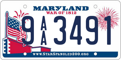 MD license plate 9AA3491