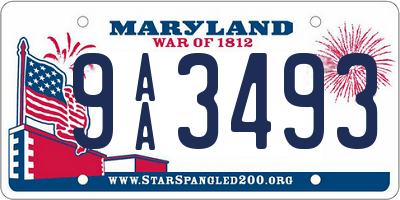 MD license plate 9AA3493