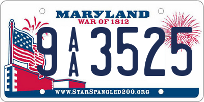 MD license plate 9AA3525