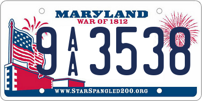MD license plate 9AA3538
