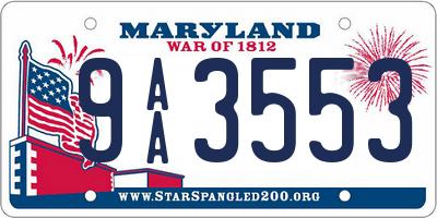 MD license plate 9AA3553