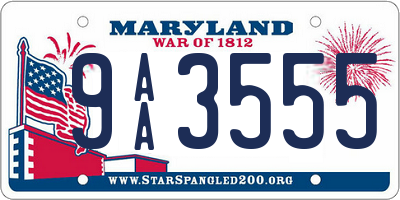 MD license plate 9AA3555