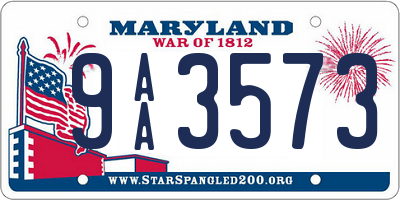 MD license plate 9AA3573