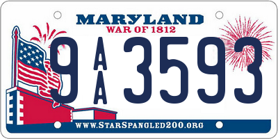 MD license plate 9AA3593