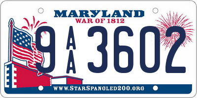 MD license plate 9AA3602