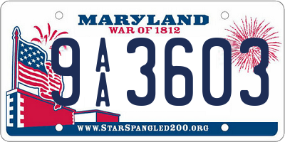 MD license plate 9AA3603