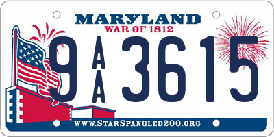 MD license plate 9AA3615