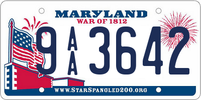 MD license plate 9AA3642