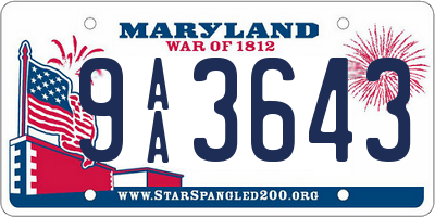 MD license plate 9AA3643