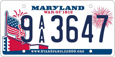 MD license plate 9AA3647
