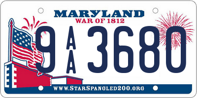 MD license plate 9AA3680