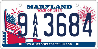 MD license plate 9AA3684