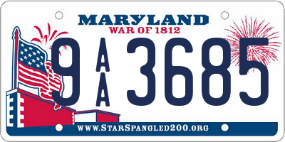 MD license plate 9AA3685