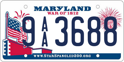 MD license plate 9AA3688