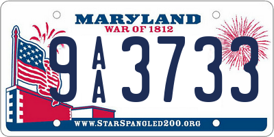 MD license plate 9AA3733