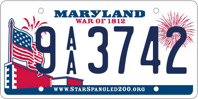MD license plate 9AA3742