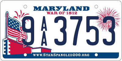 MD license plate 9AA3753