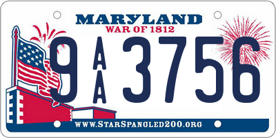 MD license plate 9AA3756