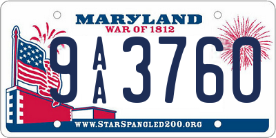 MD license plate 9AA3760