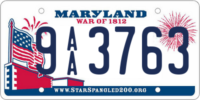 MD license plate 9AA3763