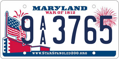 MD license plate 9AA3765