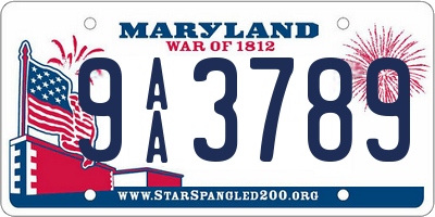 MD license plate 9AA3789