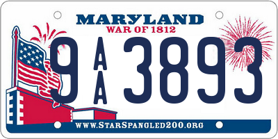 MD license plate 9AA3893