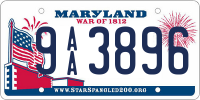 MD license plate 9AA3896