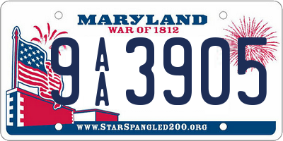 MD license plate 9AA3905