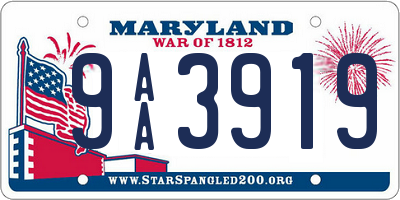 MD license plate 9AA3919