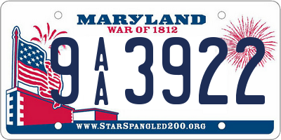 MD license plate 9AA3922
