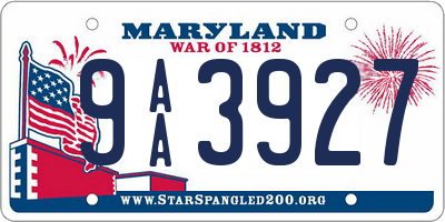 MD license plate 9AA3927