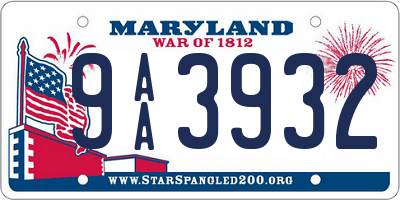 MD license plate 9AA3932