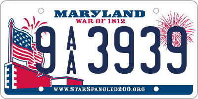 MD license plate 9AA3939