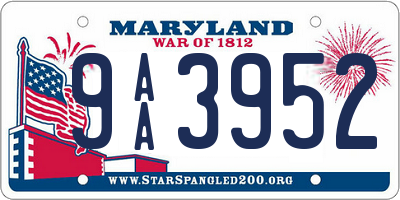 MD license plate 9AA3952